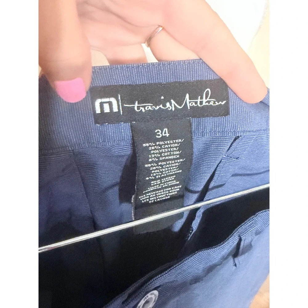 TravisMathew Mens Beck Hybrid Golf Shorts Blue Heather Stretch Size 34